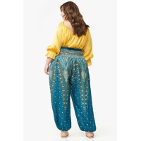 Harembroek XL Veer groen-blauw